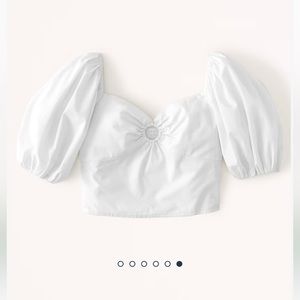 GREEN Abercrombie Puff Sleeve Poplin O-Ring Top